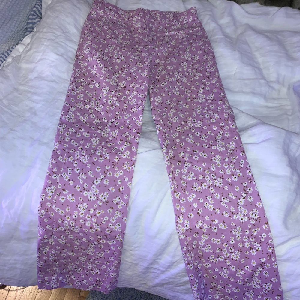 Purple flower pants ZARA